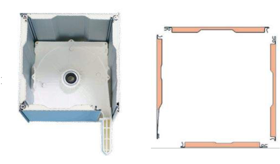 Aluminium box with 90° polyurethanes